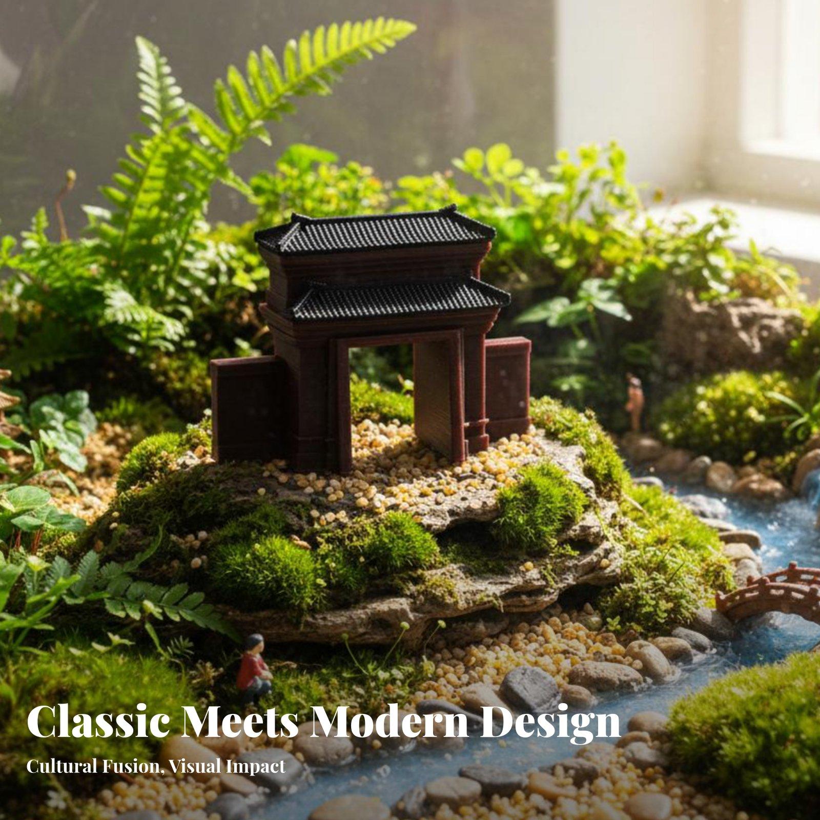 Bonsai Garden For Desk - Figurine de maison en résine artisanale