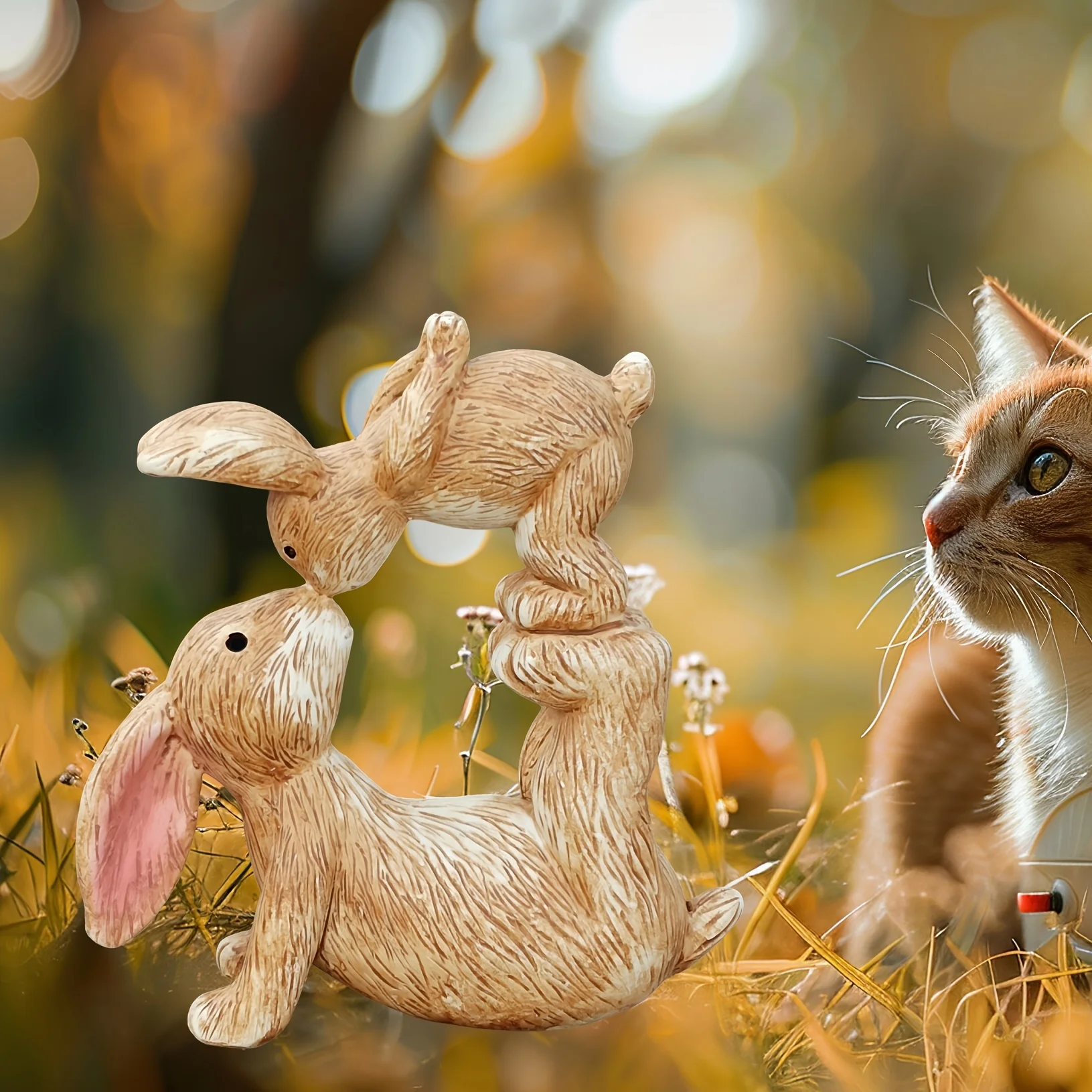 Statue de lapin baiser en rési - Bonsai Garden For Desk avis et prix